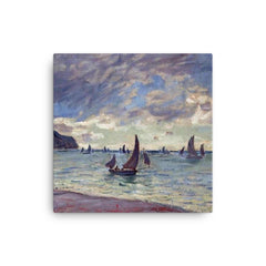 Claude Monet Fishing Boats by the Beach and the Cliffs of Pourville, 1882.jpeg Canvas Print