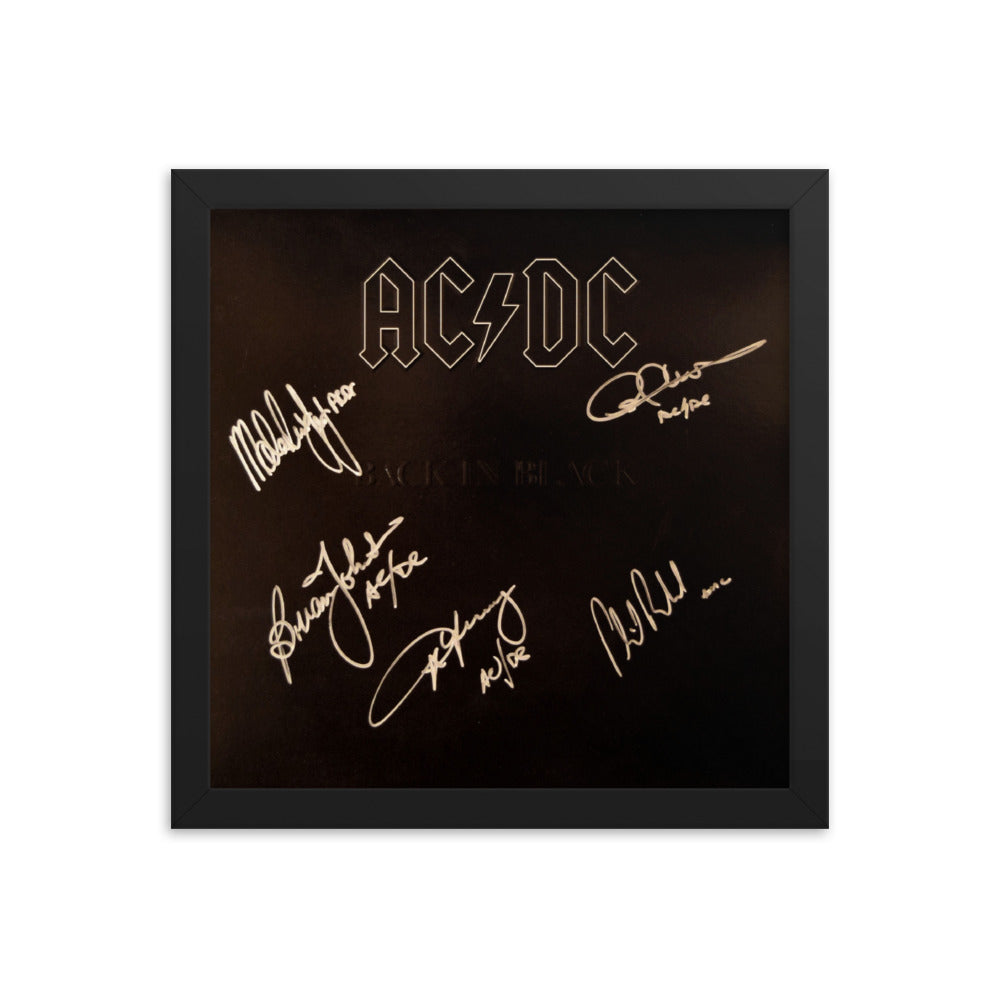 AC/DC Back in Black signed album Cover Reprint
