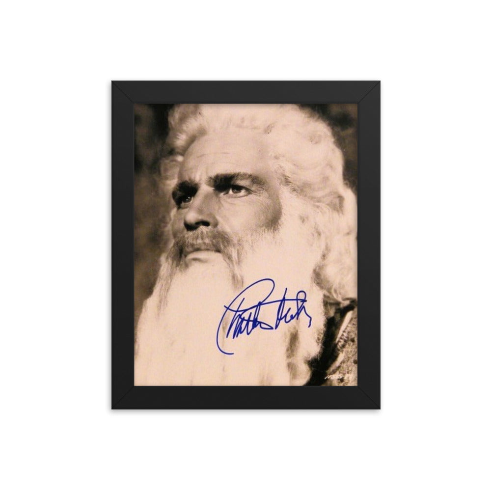 Charlton Heston signed Moses portrait photo