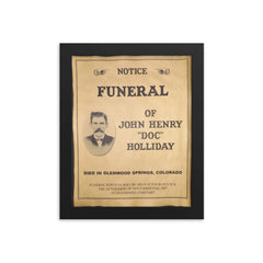 Doc Holliday Reprint Funeral Notice Reprint Prop Reprint