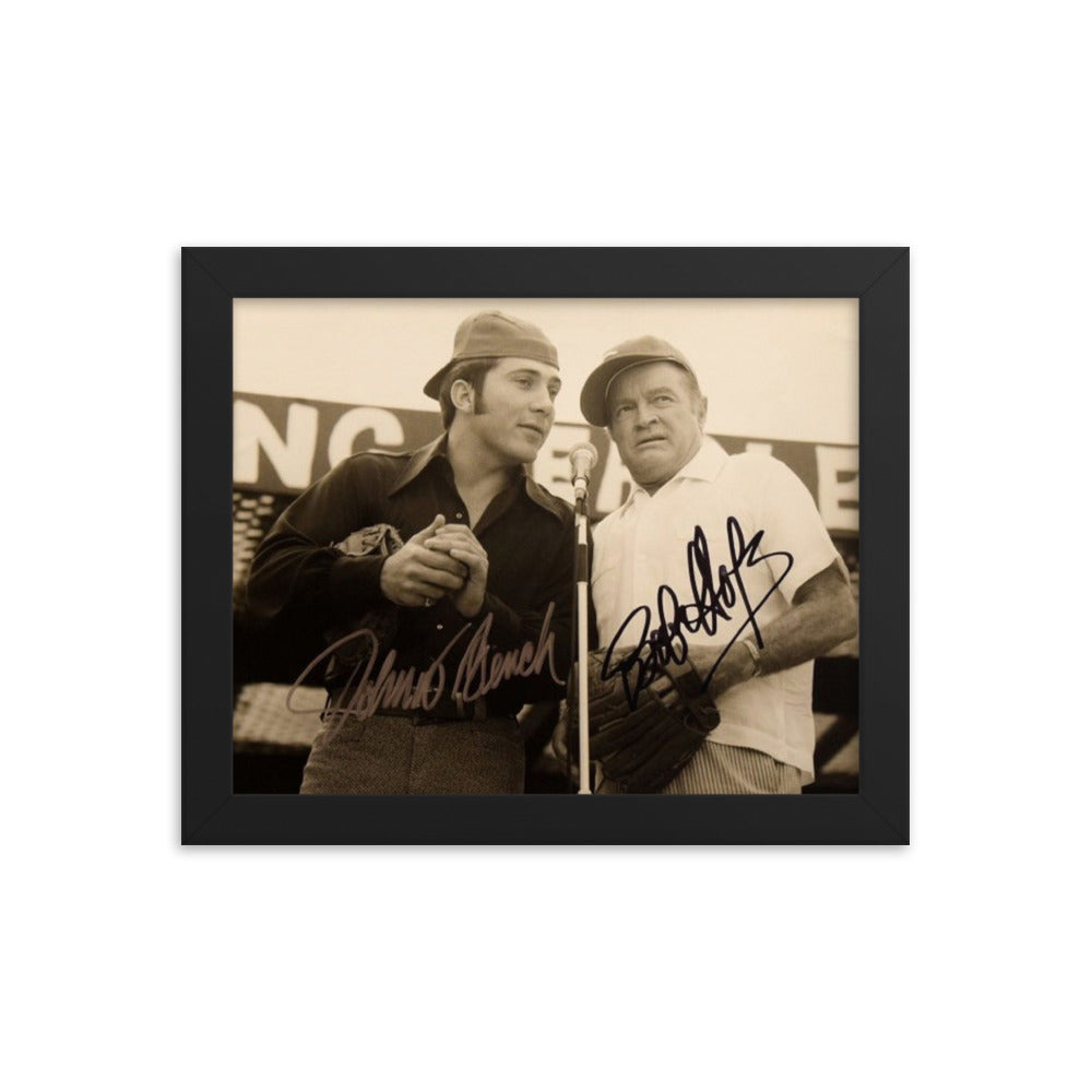 Bob Hope & Johnny Bench signed promo photo Reprint
