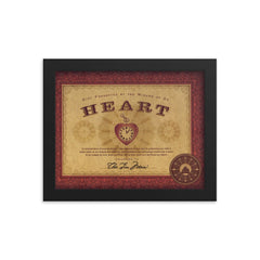 The Wizard of Oz Heart Certificate to the Tin Man movie prop print Reprint
