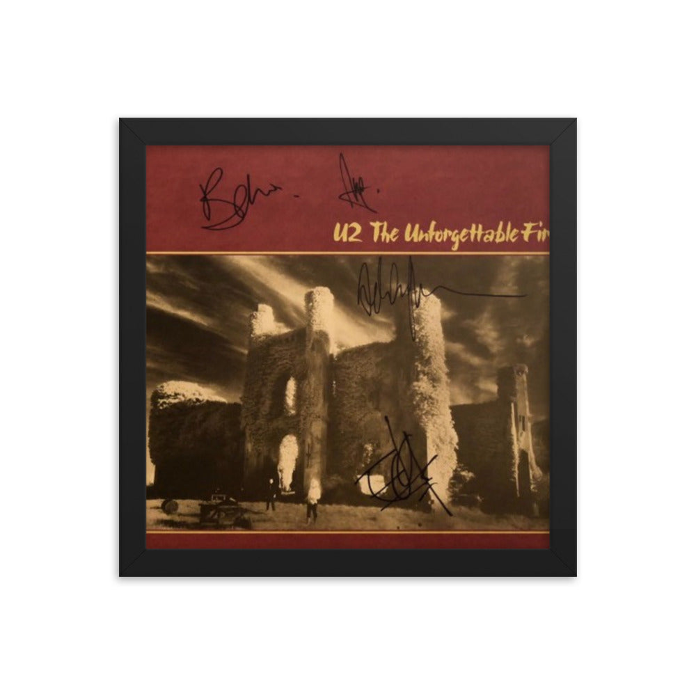 U2 signed "The Unforgettable Fire" album Reprint